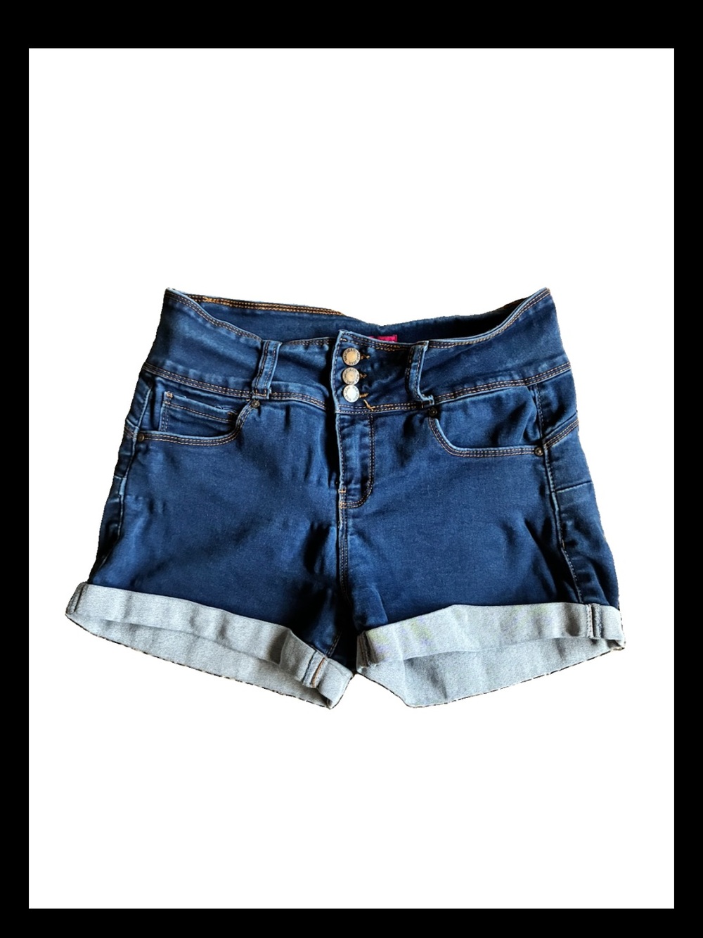 Wax Jean Navy Blue Rolled Cuff Denim Shorts